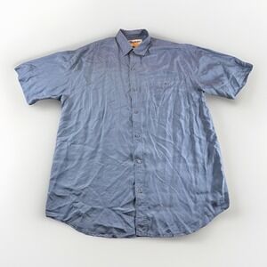 Vintage Protest Silk Shirt Mens L Blue Short Sleeve Button Up Preppy 80s 90s Top